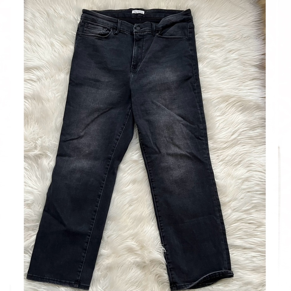 Good American Straight Leg Black High Waist Jeans